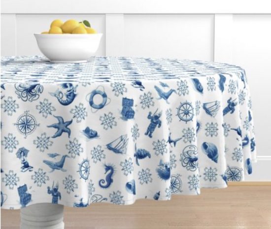 nautical tablecloth Delft blue