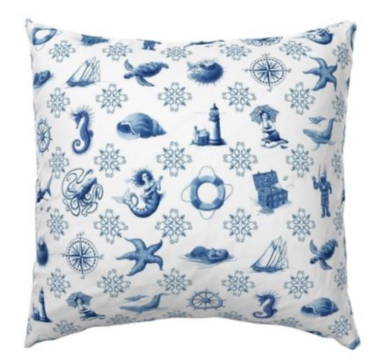 pillow Delft blue tile nautical
