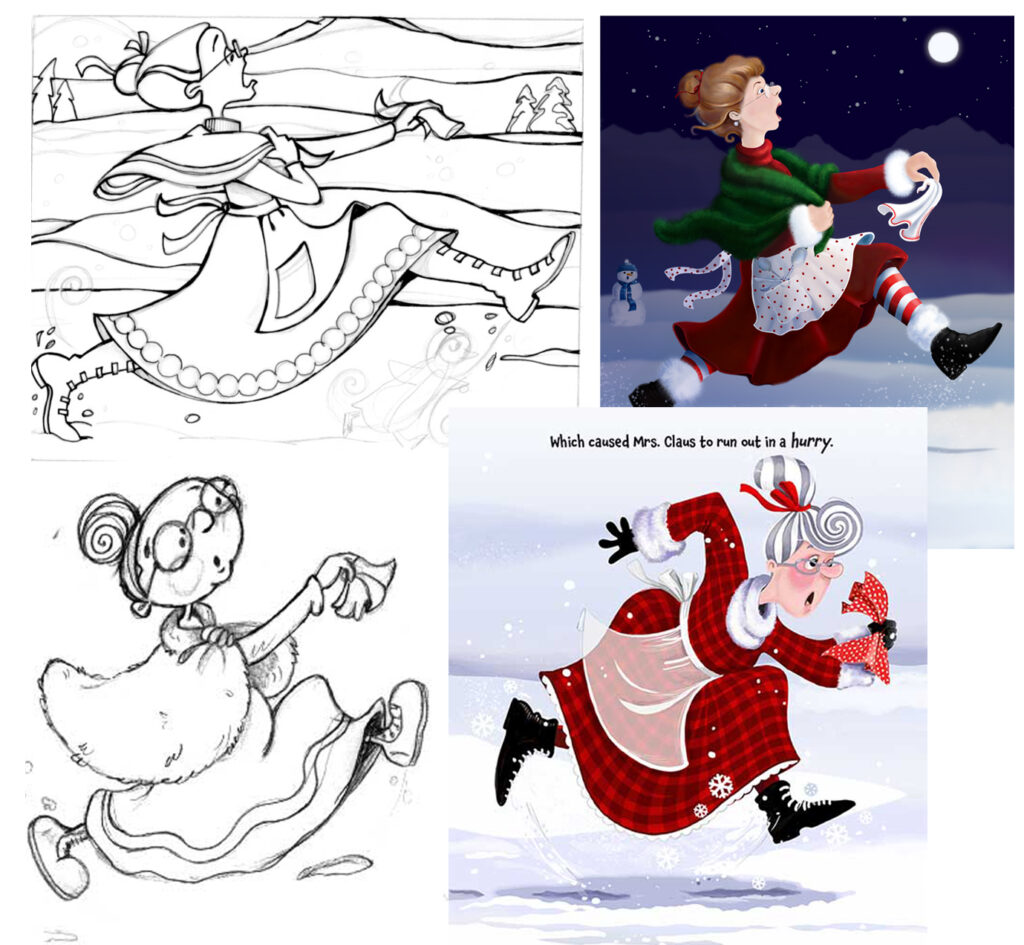 evolution of drawings of Mrs. Claus